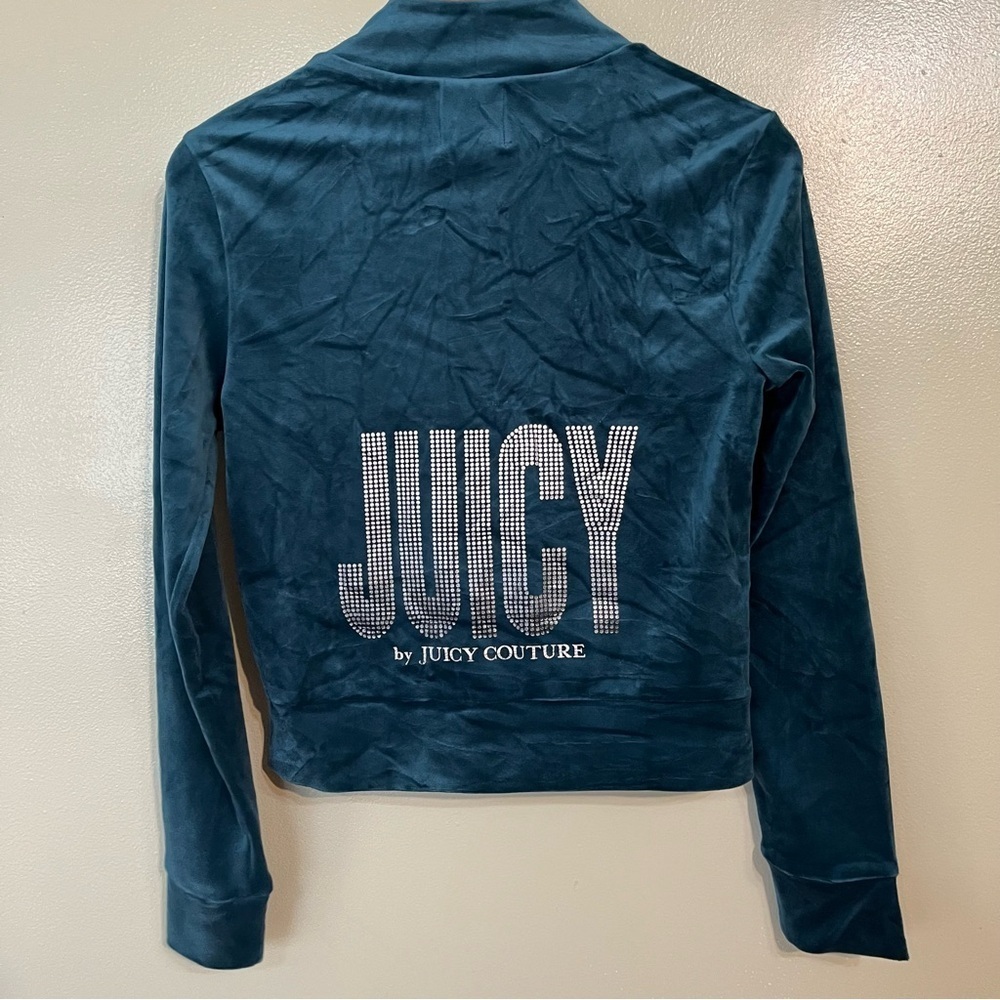 Juicy By Juice Couture Full Zip Green Velvet Sweatshirt Size XS